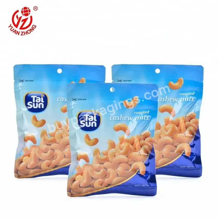 Factory Sale Custom Printed Three Sides Seal Pouch Nuts Packaging Bag Plastic Zipper Food Packing Bag - Buy Dry Fruits Packing,Nuts Packaging Bag,Food Packing Bag.