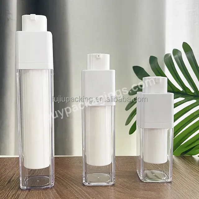 Factory Sales New Design Square Twist Up Frosted Custom Logo Rotary Acrylic Airless Pump Cosmetic Bottle 15 Ml 30 Ml 50 Ml - Buy Twist Up Cosmetic Square Bottle,Black White Matte Airless Pump Bottle,Serum Cream Oil Skin Care Container.