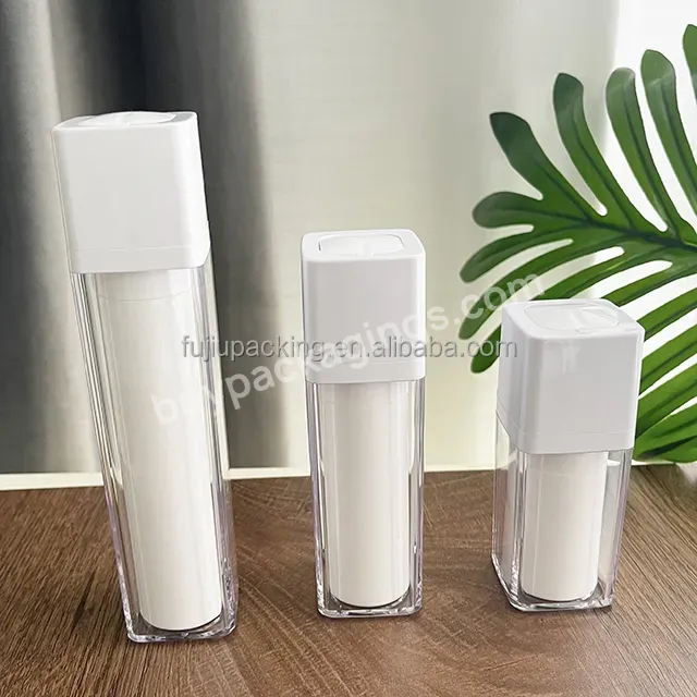 Factory Sales New Design Square Twist Up Frosted Custom Logo Rotary Acrylic Airless Pump Cosmetic Bottle 15 Ml 30 Ml 50 Ml - Buy Twist Up Cosmetic Square Bottle,Black White Matte Airless Pump Bottle,Serum Cream Oil Skin Care Container.
