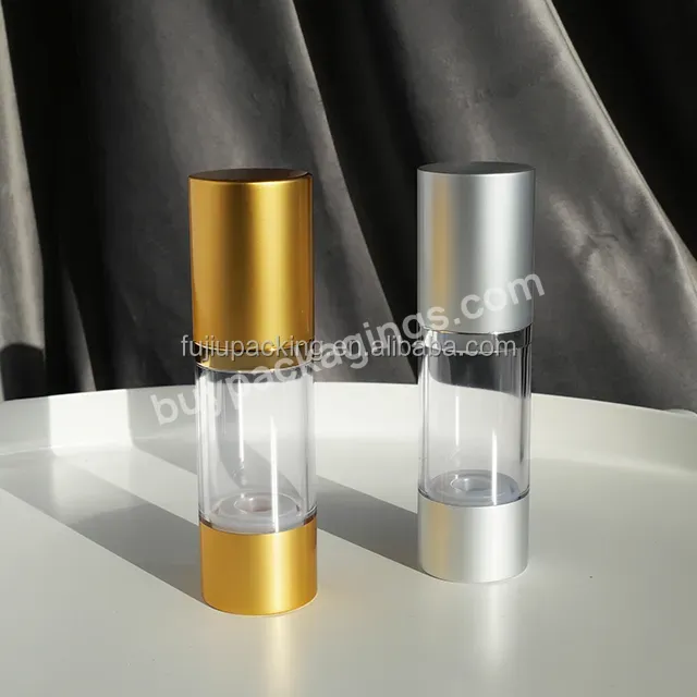 Factory Sales Silvery 30ml 50ml 100ml Clear Aluminum Shiny Gold Airless Pump Bottle - Buy 1 Oz Light Gold Airless Pump Bottles,Gold Color Airless Pump Bottle,15ml Silvery Pump Bottle.