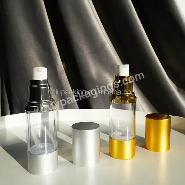 Factory Sales Silvery 30ml 50ml 100ml Clear Aluminum Shiny Gold Airless Pump Bottle - Buy 1 Oz Light Gold Airless Pump Bottles,Gold Color Airless Pump Bottle,15ml Silvery Pump Bottle.