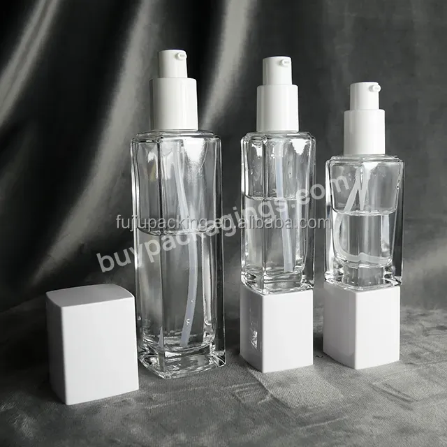 Factory Sales Square Shape Clear Cosmetic Jar Packaging Set Lotion Glass Bottle And Empty Cosmetic Set - Buy 30ml 40ml 80ml 120ml Empty Bottle Cream,Square Cosmetic Packaging Empty Bottle Cream,Set Lotion Empty Bottle Cream.