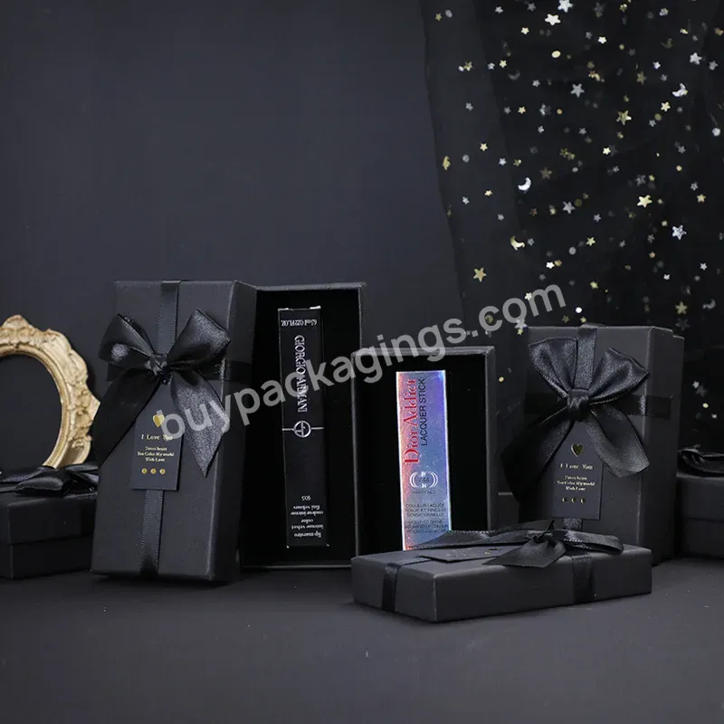 Factory Supplied Black Exquisite Bow Lipstick Box Spot Wholesale Packaging Perfume Small Gift Box - Buy Custom Cardboard Paper Coffee Mug Packaging Box Gift Corrugated Shipping Appliance Coesmetic Electroinc Packaging Box,Circle-shaped Paper Packagin