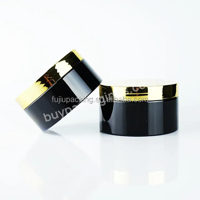 Factory Wholesale 30g 50g 80g 100g 120g 150g 180g 200g 250cosmetic Plastic Skincare Cream Mask Jar With Gold Cap - Buy Factory Sales 68mm Cosmetic Jar,Shiny Black Wide Mouth 89 Mm Cosmetic Jar,Gloss Plastic Jar With Gold Cap Lid.
