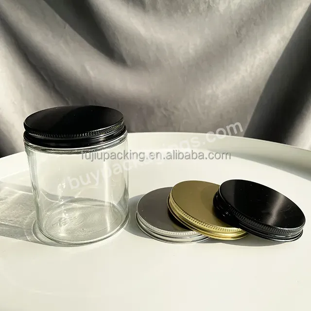 Factory Wholesale 3oz 6oz 12oz 16oz 26oz Wide Mouth Round Glass Jar With Lids Food Storage Jar Metal Cap Empty Jar - Buy Wide Mouth Round Glass Jar,Food Storage Jar Metal Cap Empty Jar,150ml 250ml Food Storage And Candles Packaging Jar.
