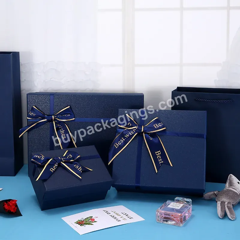 Factory Wholesale Galactic Flash Customized Blue Luxury Delicate Ribbon Bow Mother's Day Gift Box Birthday Gift Box - Buy Luxury Gift Box,Gift Paper Box,Factory Wholesale Galactic Flash Customized Blue Luxury Delicate Ribbon Bow Mother's Day Gift Box