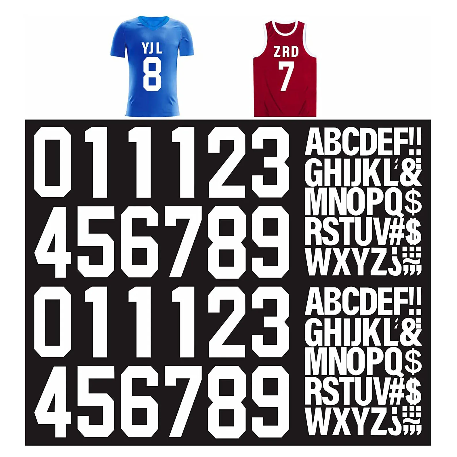 Factory Wholesale Iron On Letters Numbers Symbols Heat Transfer Paper DIY Letters for Clothing Jerseys T Shirts Team Slogan