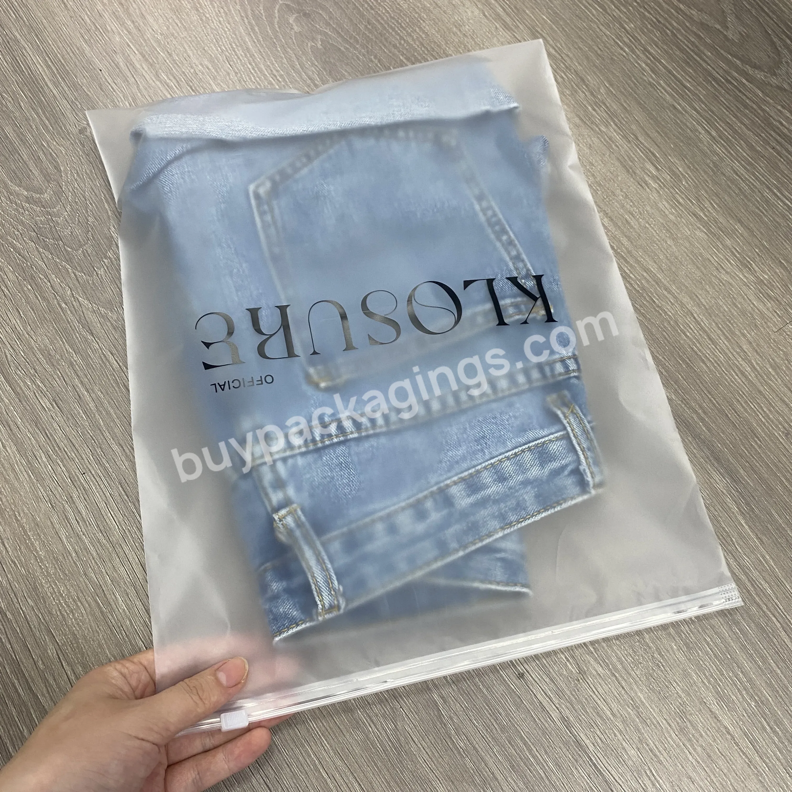Factory Wholesale Small Quantity Recyclable Frosted Plastic Garment Zipper Bags With Your Design For Clothing Swimwear Hat - Buy Custom Size Logo Print,Colorful Brand Frosted Zipper Bag,Plastic Packaging For Travel.