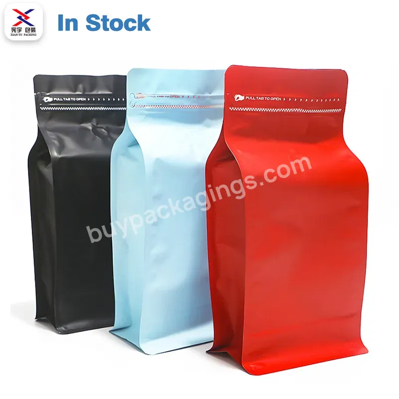 Factory Wholesale Stand Up Coffee Packaging Bag 8/16oz With One Way Valve Flat Bottom Coffee Bag With Valve And Zipper - Buy Coffee Bag With Valve,Customized Coffee Bags,Coffee Bag Printing Logo.