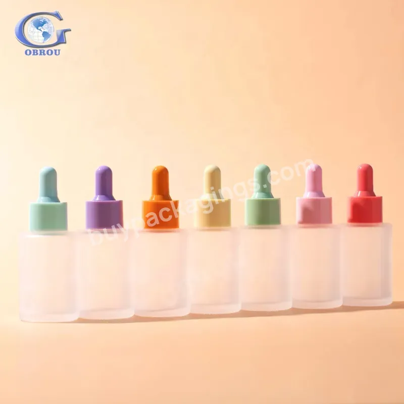 Fancy Beauty Macaron Color Flat Shoulder Essential Oil Serum Frosted Clear Glass Dropper Bottle With Pipette - Buy Glass Dropper Bottle With Pipette,Serum Frosted Clear Glass Dropper Bottle,Macaron Color Glass Dropper Bottle.