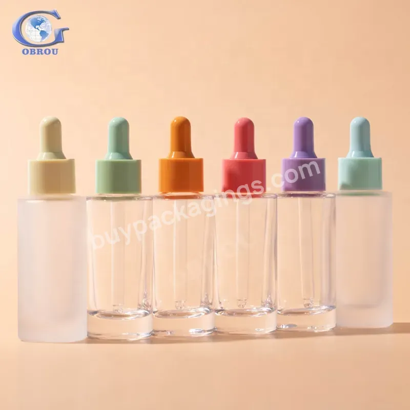 Fancy Beauty Macaron Color Flat Shoulder Essential Oil Serum Frosted Clear Glass Dropper Bottle With Pipette - Buy Glass Dropper Bottle With Pipette,Serum Frosted Clear Glass Dropper Bottle,Macaron Color Glass Dropper Bottle.