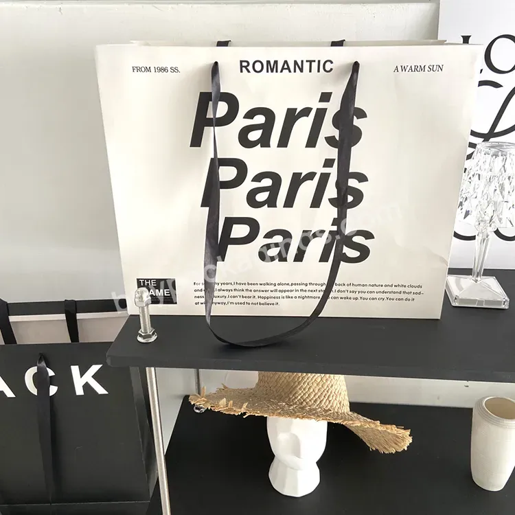 Fancy Black And White Custom Luxury Shopping Packaging Paper Bags With Handles Clothes Shopping Bag With Handles - Buy Shopping Bag With Handles,Cheap Paper Shopping Bags,Clothing Shopping Bag.
