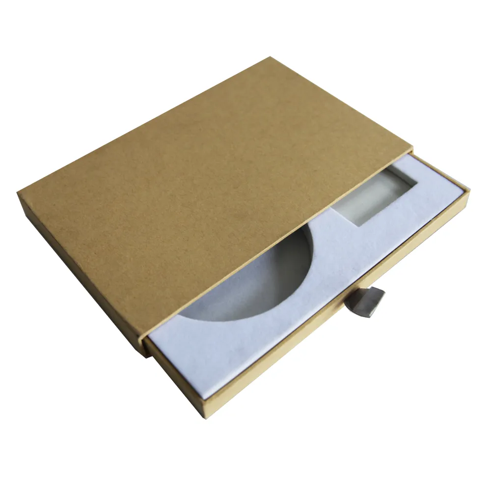Fancy Luxury  Kraft Cardboard Slide Open Drawer EVA foam Insert CD VCD DVD custom kraft corrugated packaging gift paper gift box