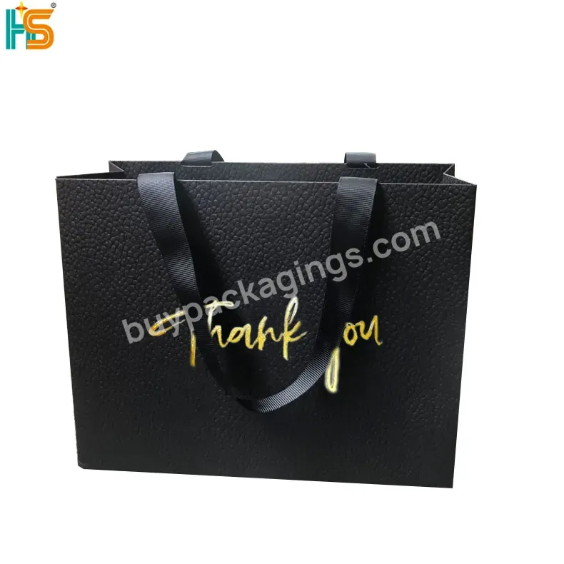 Fashion Women Shopping Paper Ribbon Handle Bag Custom Printed Logo Makeup Cosmetic Black Packaging Bag - Buy Black Cosmetic Bag,Black Packaging Bags,Black Makeup Bag.