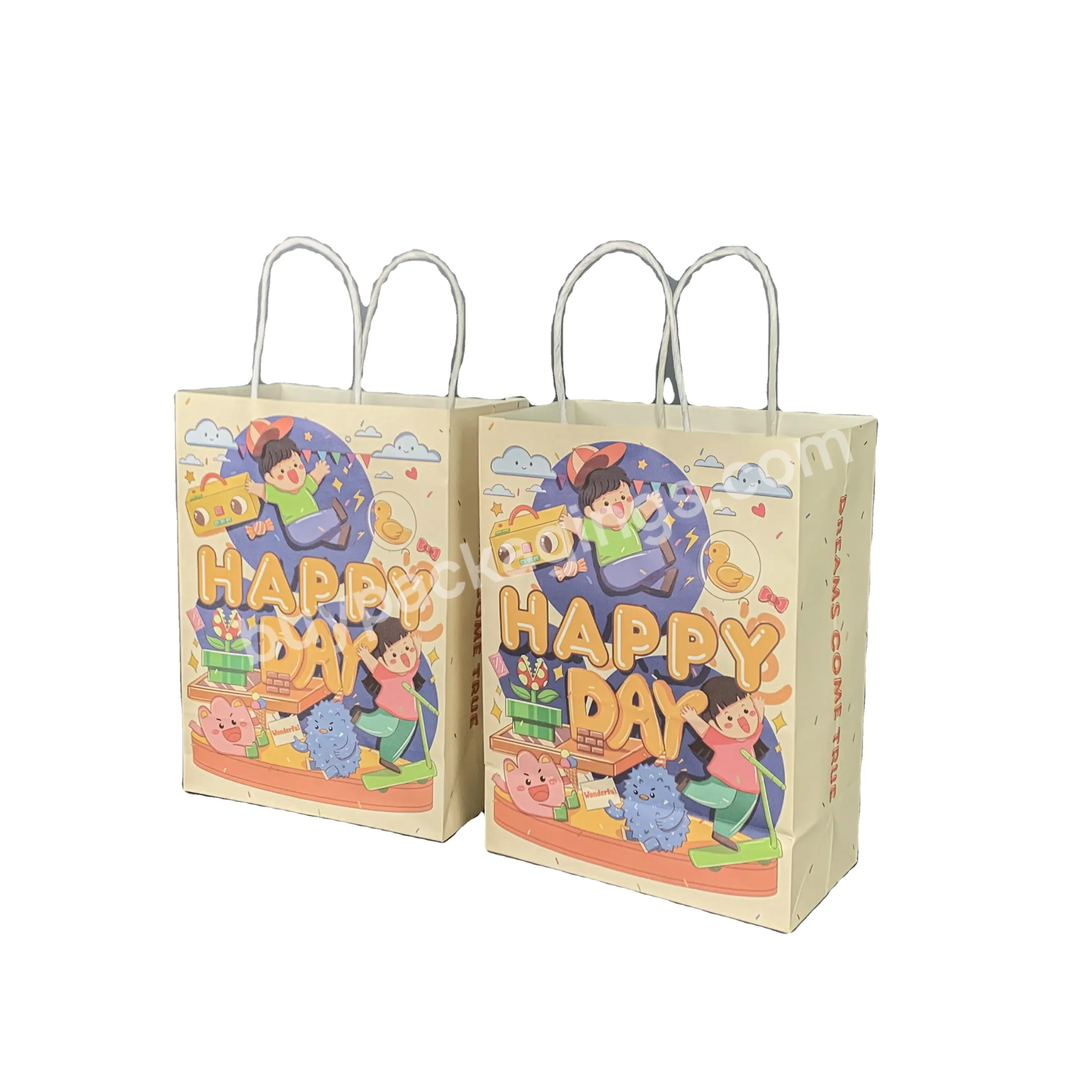 Fashionable Customized Luxury Colorful Whole Sale Durable Kraft Paper Tote Shopping Bag With Customize Logo