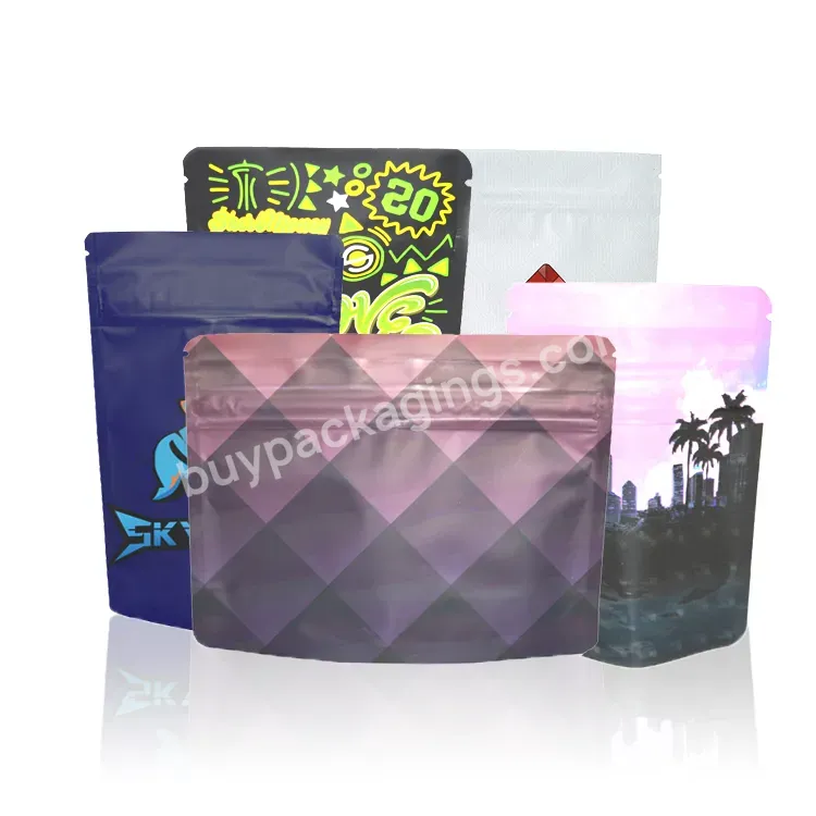 Foil Laminated Plastic Resealable Ziplock Bags Design Smell Proof Child Resistant Candy Gummies Mylar Bags 3.5g Custom Printed - Buy Flat Bottom Stand Up Pouch Packing,Child Resistant Mylar Bags,Stand Up Pouch Bags.