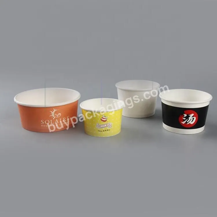 Food  Brown Kraft Paper Soup With Lid Disposable Paper Bowl Customization