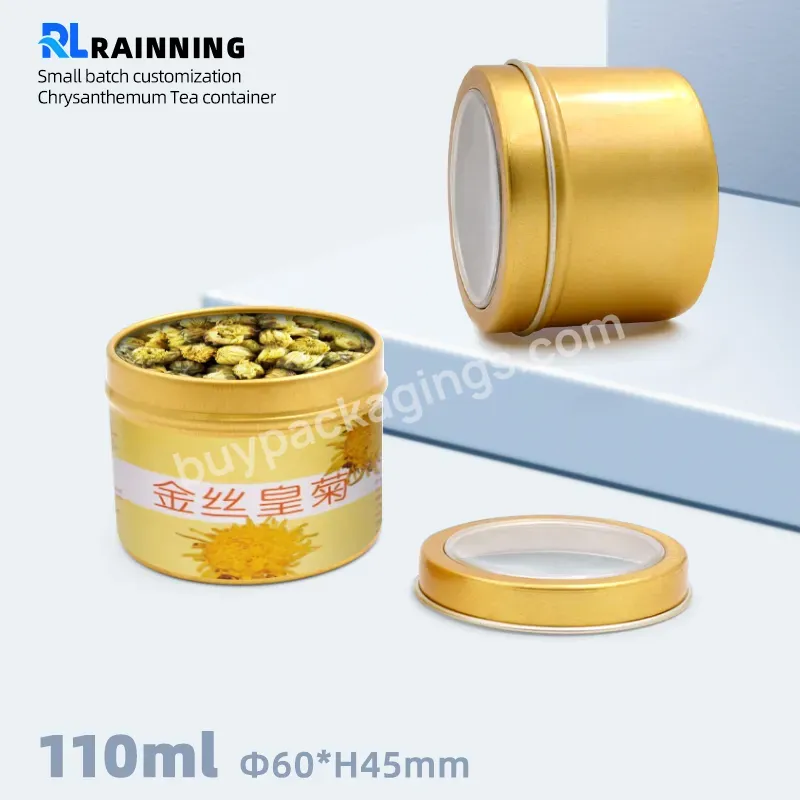 Food Grade 100ml Airtight Metal Tea Container Gold Color Screw Top Round Tea Tin Can With Pvc Window Aluminum Jar - Buy Metal Tea Container,Tea Tin Can,Pvc Window Aluminum Jar.