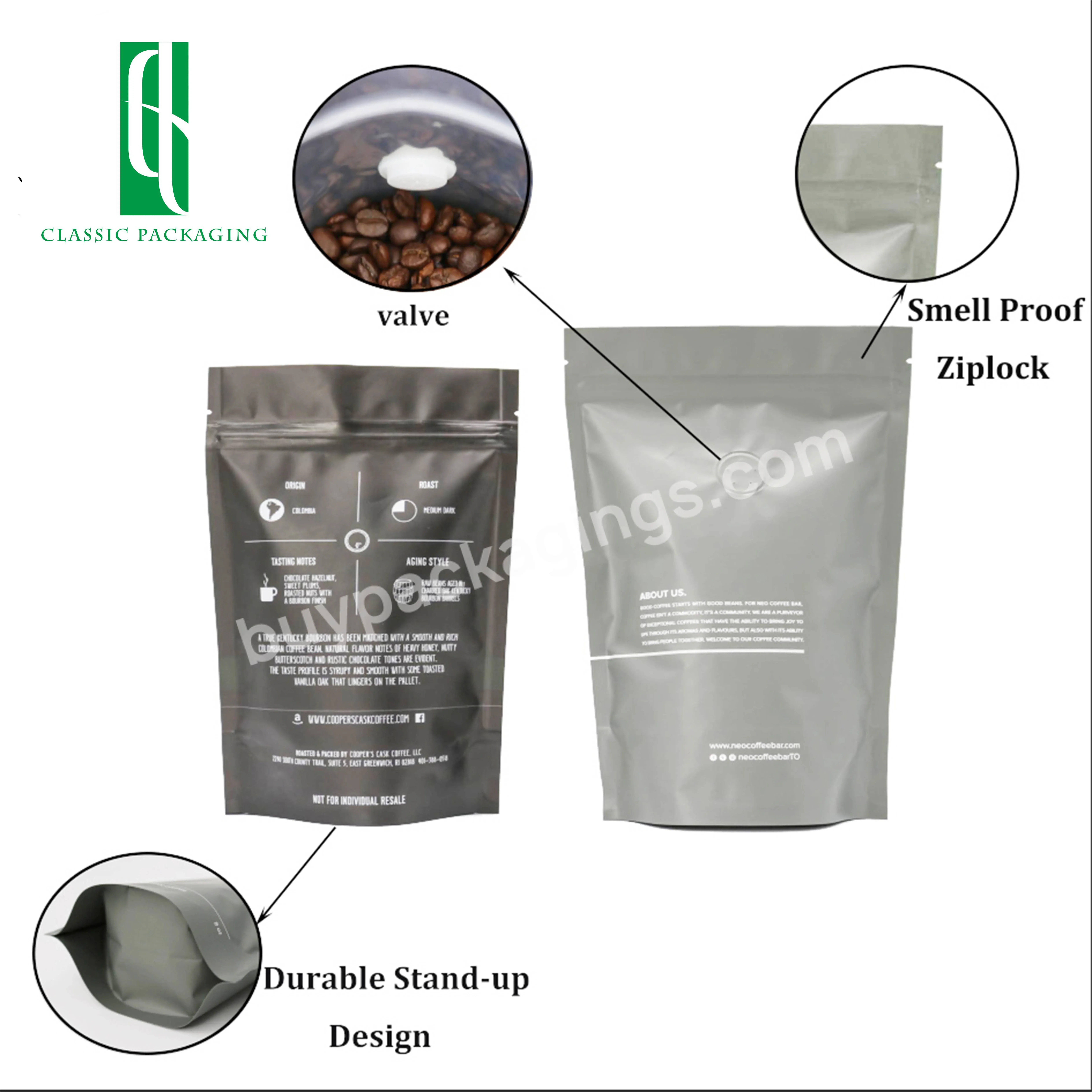 Food Grade Bean Zipper Bags 250g Coffee Pouch With Valve Custom Print Smell Proof Stand Up Coffee Bag Pouch - Buy Coffee Bag Pouch,Coffee Pouch 250 G,Stand Up Pouch Coffee.