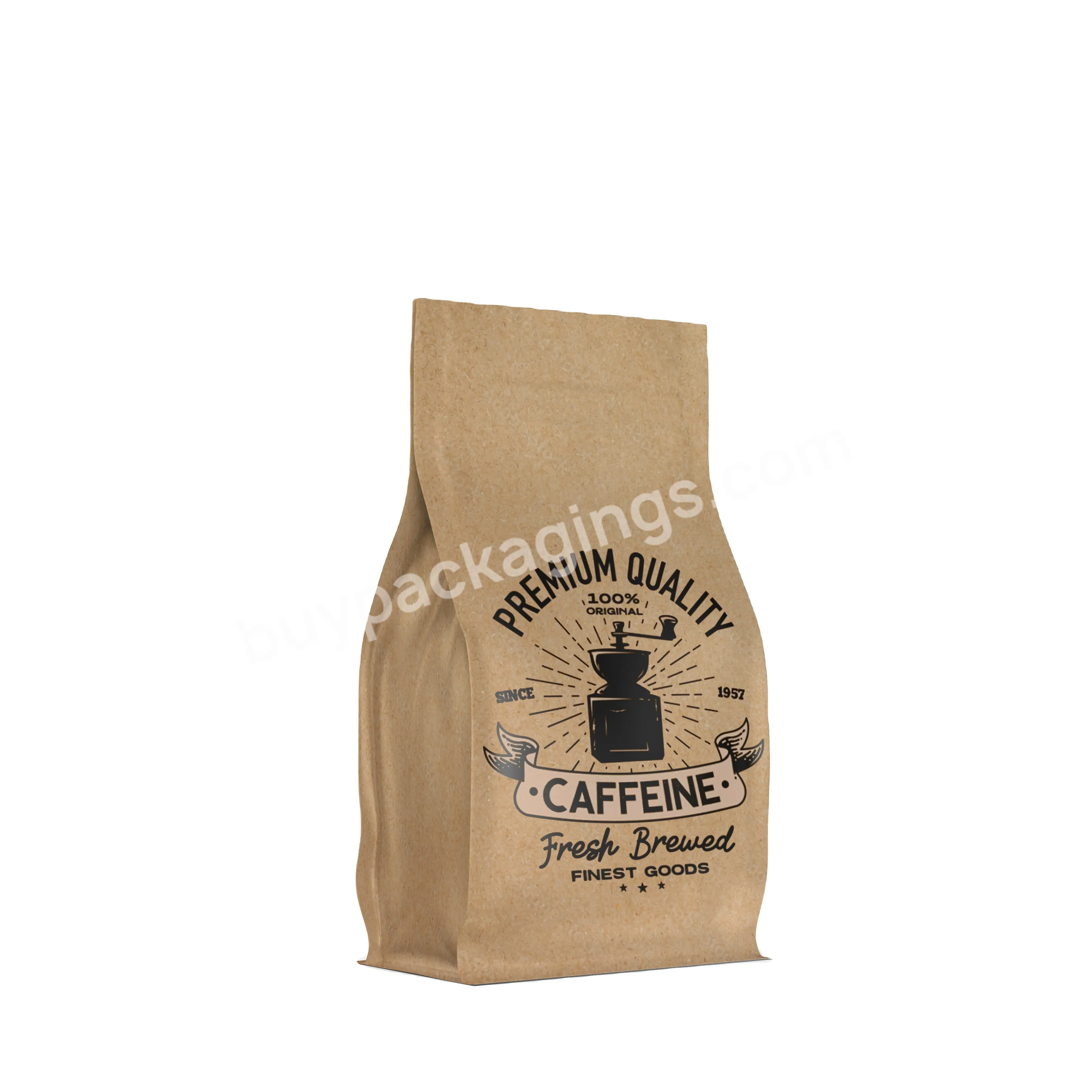 Food Grade Compostable Kraft Packaging Bean Coffee Bags With Valve Customized Logo 1kg Flat Bottom Kraft Coffee Bag - Buy Flat Bottom Kraft Coffee Bags,Logo Flat Bottom 1kg Kraft Coffee Bag With Valve,Kraft Packaging Bean Coffee Bags With Valve.