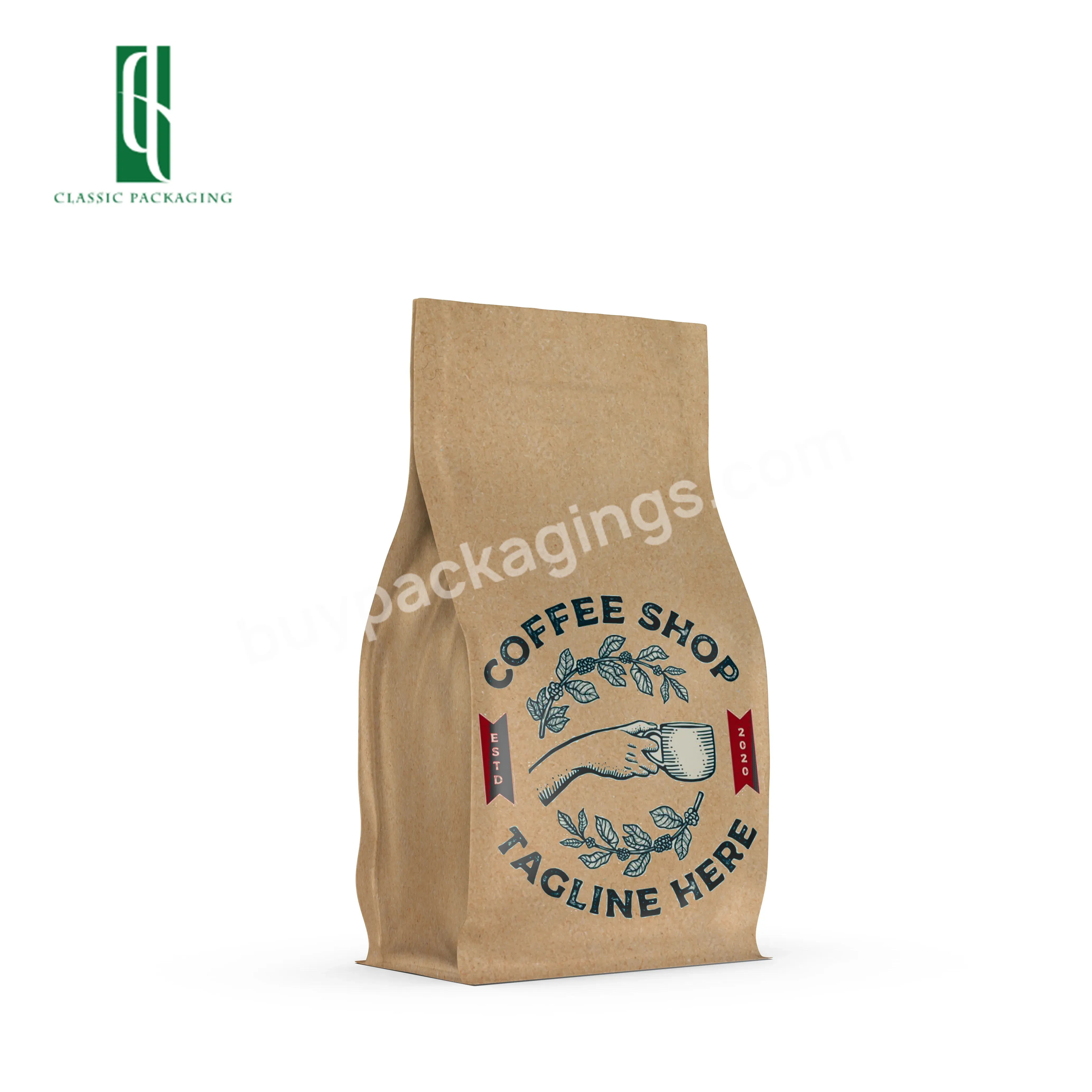 Food Grade Compostable Kraft Packaging Bean Coffee Bags With Valve Customized Logo 1kg Flat Bottom Kraft Coffee Bag - Buy Flat Bottom Kraft Coffee Bags,Logo Flat Bottom 1kg Kraft Coffee Bag With Valve,Kraft Packaging Bean Coffee Bags With Valve.