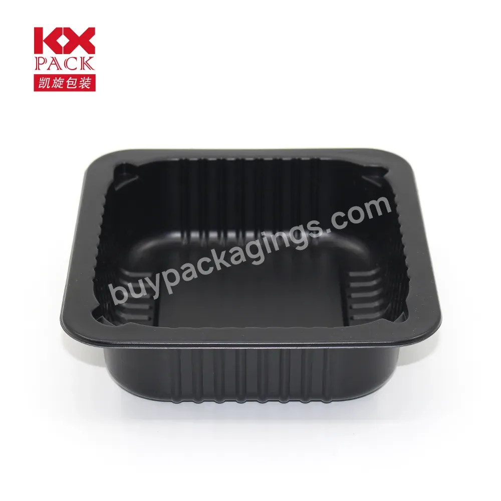 Food Grade Customized Black Pp Tray With Laminated Film Eco-friendly Takeaway Plastic Container For Food Packing