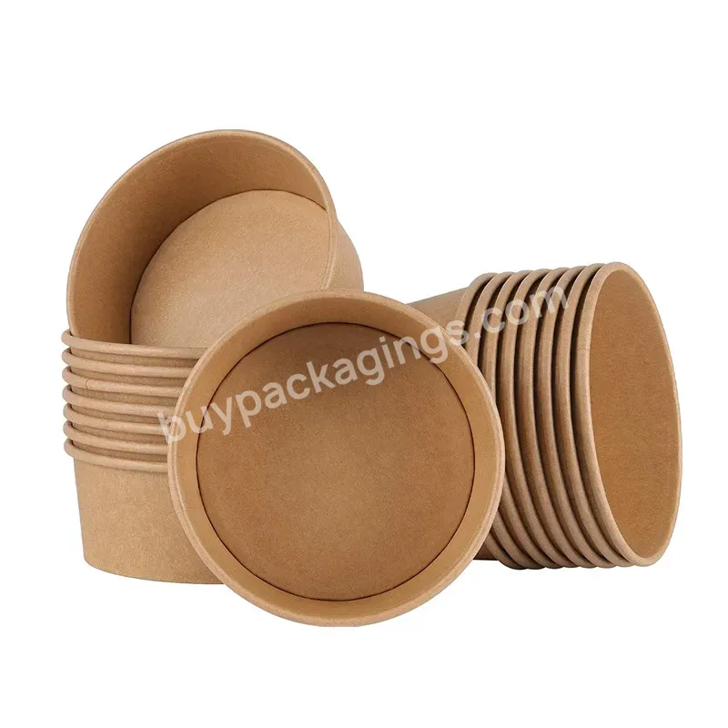 Food Grade Disposable Food Packing Bowl Kraft Paper Container Salad Bowls With Lid - Buy Food Packing Bowl,Kraft Paper Container,Salad Bowls.