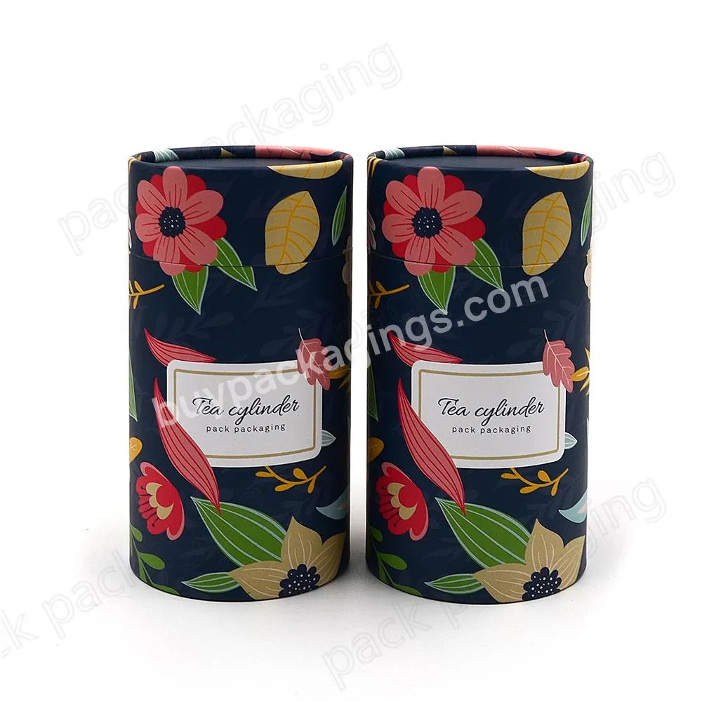 Food Grade Eco Friendly Cardboard Custom Logo Printed Powder Box Tea Coffee Tube Packaging Boxes With Metal Lid