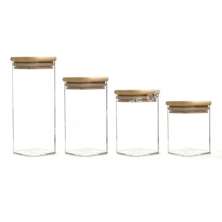 Food Grade Kitchen Storage Set Airtight Canisters High Borosilicate Glass Jar,Clear Cylinder Flower Bamboo Jar With Bamboo Lid - Buy Factory Price Clear Cylinder Round Glass Jar 6oz Jar Kitchen Storage High Borosilicate Flower Bamboo Jar,8oz Round Sq