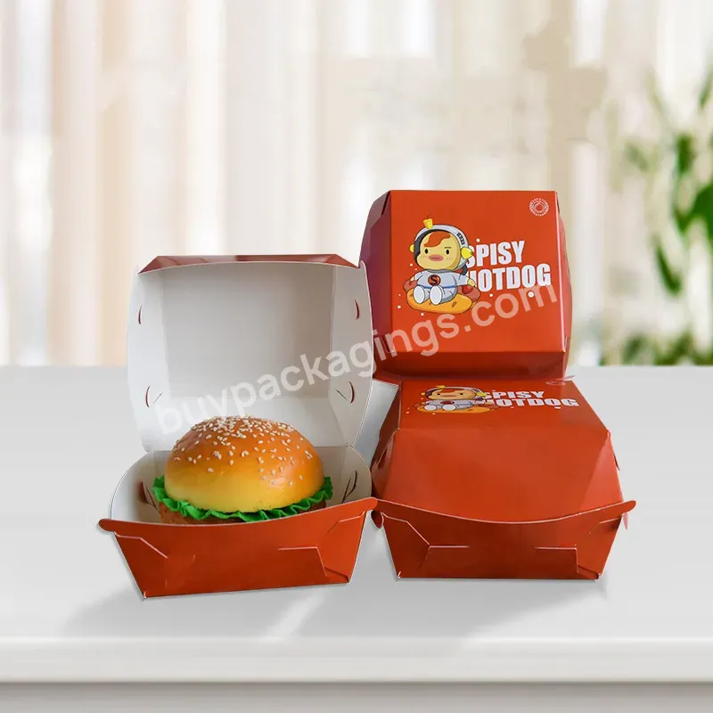Food Grade Paper Burger Box Fast Food Hamburger Box Packaging Recyclable Hamburger Lunch Box - Buy Hamburger Lunch Box,Paper Burger Box,Hamburger Box.