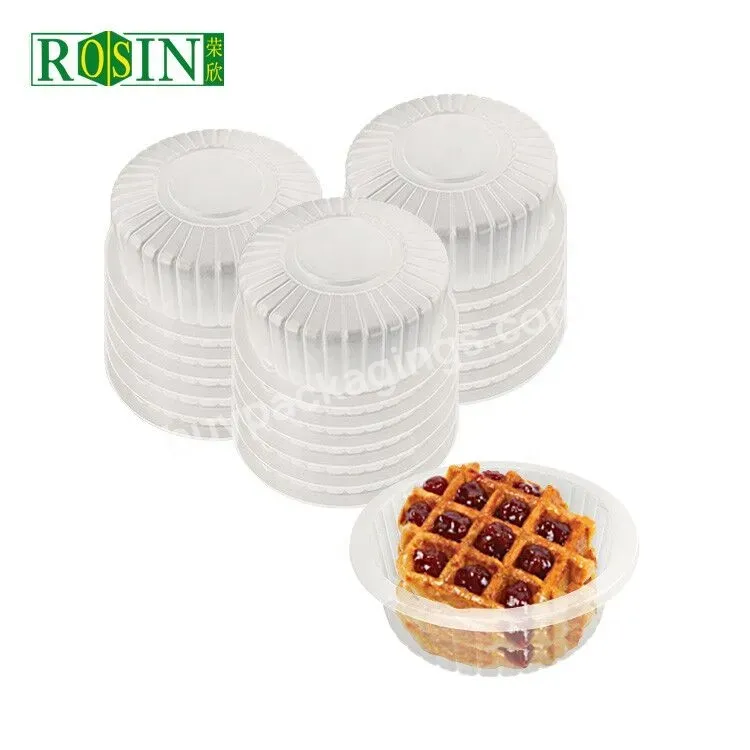 Food Grade Pet Round Clear Disposable Cake Container Packaging Tray Plastic Colors Mooncake Bread Tray For Shop - Buy Plastic Snack Tray,Small Cake Containers,Round Clear Disposable Cake Container Container.