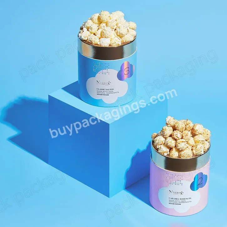 Food grade Round popcorn paper tube for tea coffee protein powder packaging
