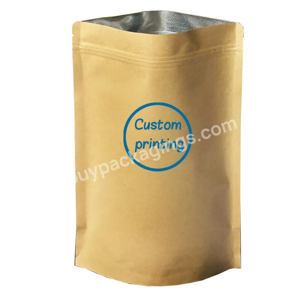 Food Grade Stand Up With Zipper Kraft Paper Pouch Bags Ziplock Personal Customization Printing Design Logo Bag For Food - Buy Pouch Ziplock Kraft Paper Bags,Stand Pouch Zipper Bag For Food,Food Grade Pouch Bag.