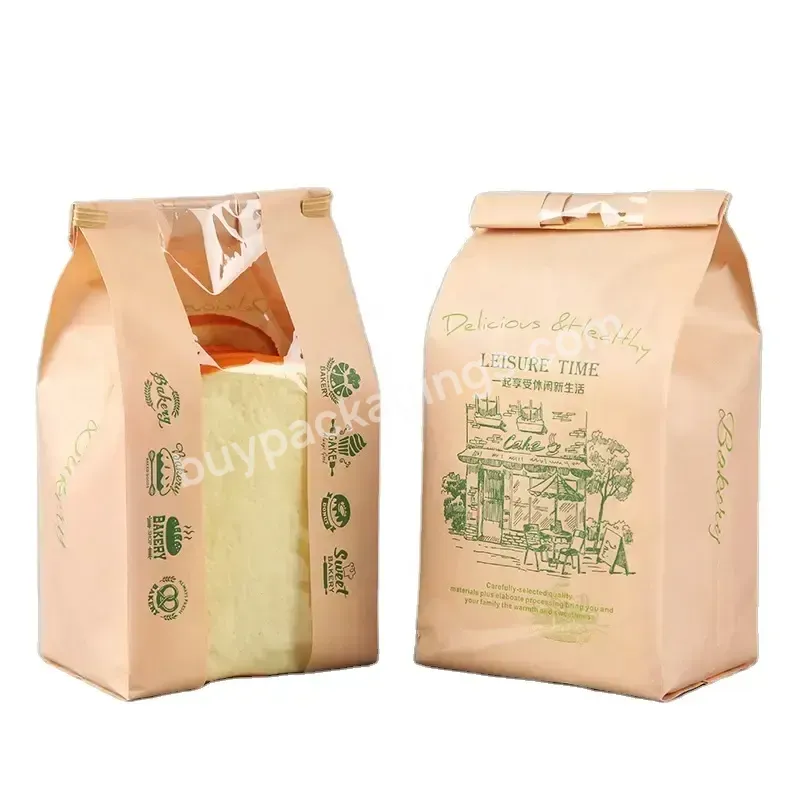 Food Grade Toast Snacks With Environmentally Friendly Oil Resistant Tape,Transparent Display Window Packaging Bag - Buy Bread Packaging Bag,Oil Proof Kraft Paper Bag For Food,Donut Packaging Bag.