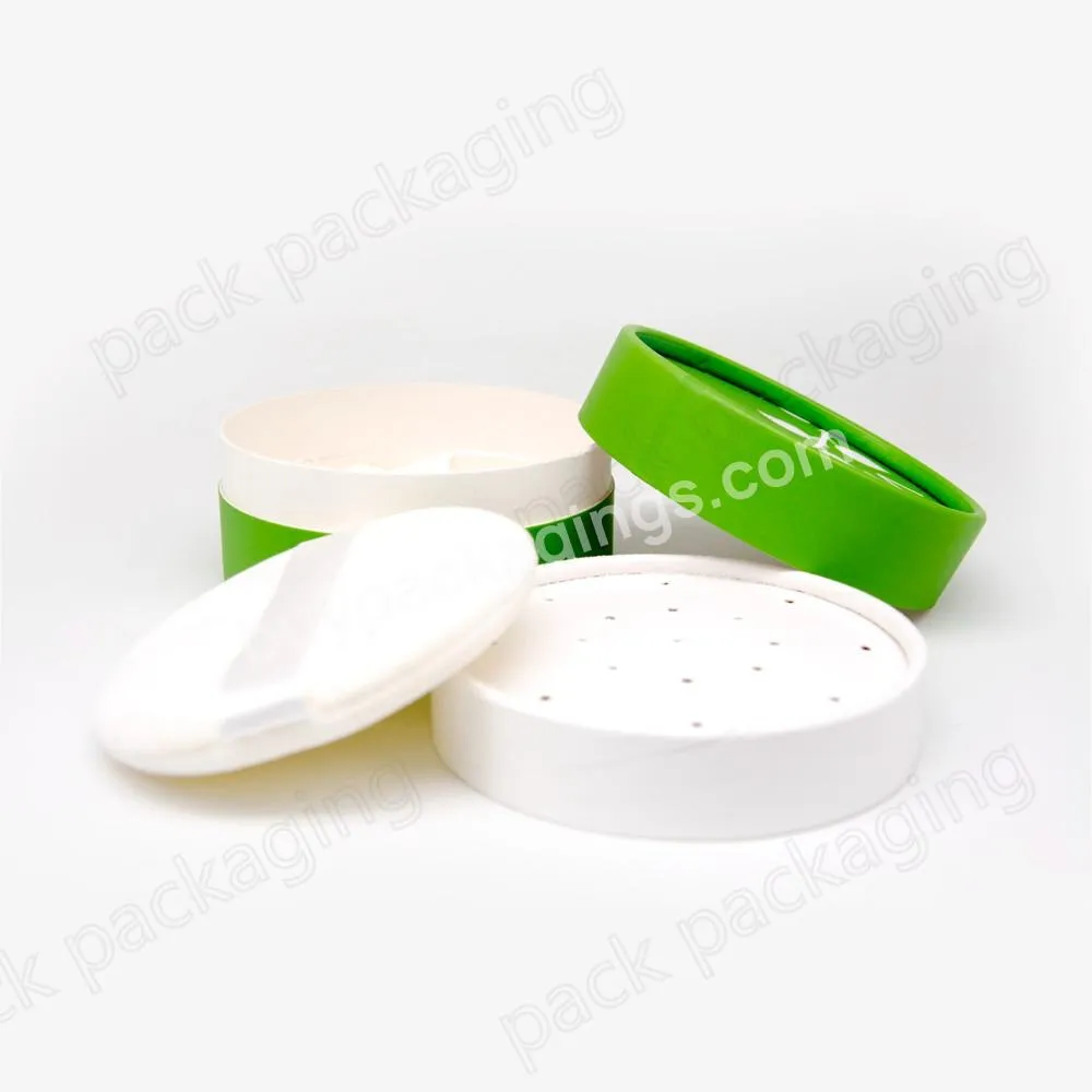 Food Grade White Cardboard Cosmetic Packaging Custom Printing Loose Powder Paper Tube with Top Sifter Soft Puff