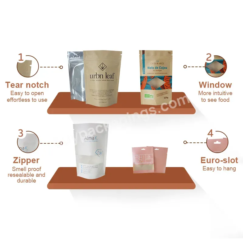 Food Packaging Bag Manufacturer Plastic Stand Up Pouch Kraft Paper / Matte / Glossy Finish Pouch With Foil Lined - Buy Food Packaging Bags,Plastic Food Packaging,Stand Up Pouch Product.