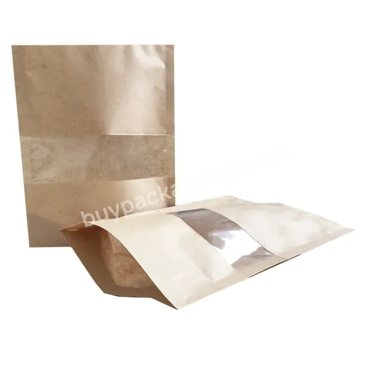 Food Packaging Kraft Paper Stand Up Pouch Plastic Zipper Bag For Food With Window - Buy Stand Up Pouch,Kraft Paper Bag,Plastic Bag With Zipper.
