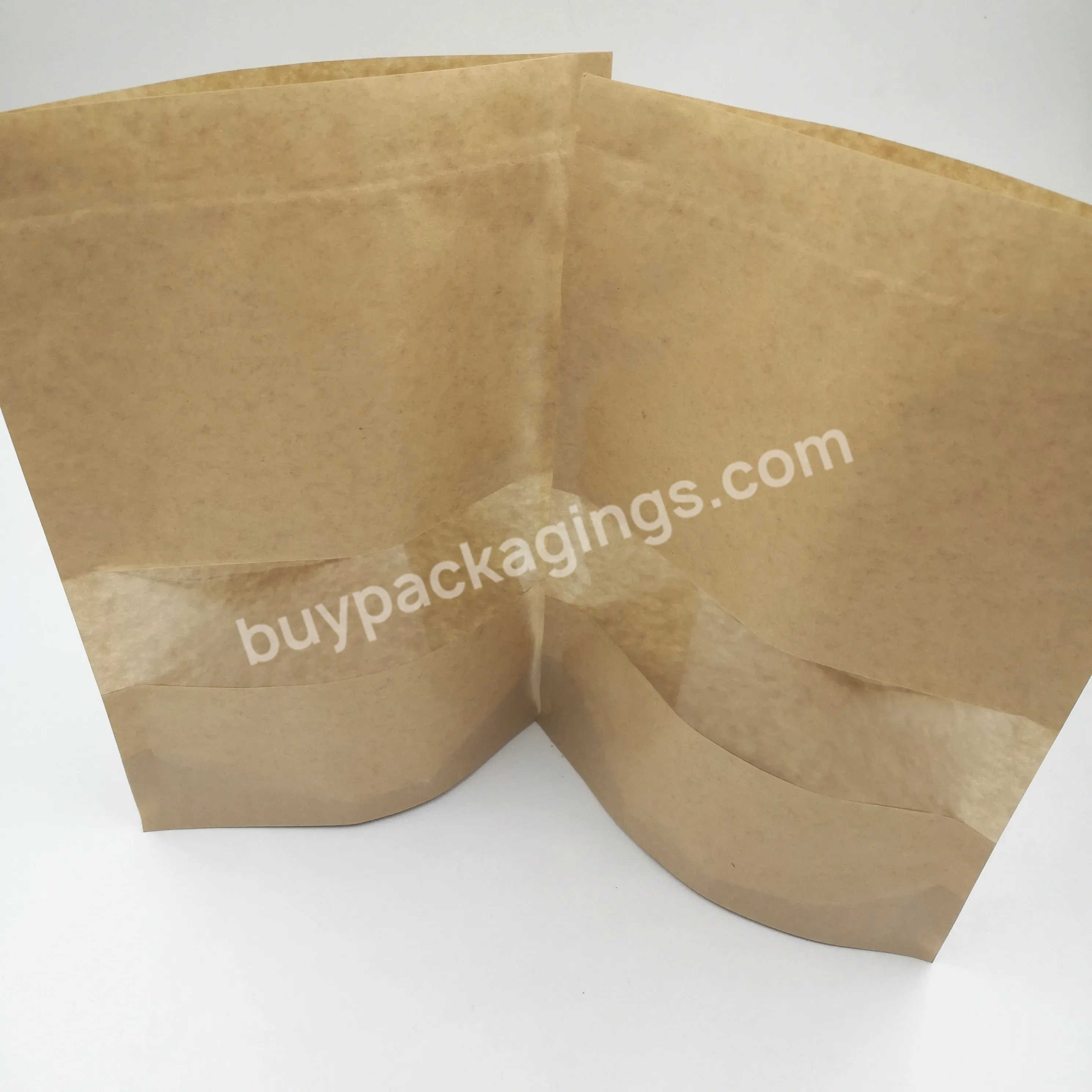 Food Packaging Kraft Paper Stand Up Pouch Plastic Zipper Bag For Food With Window - Buy Stand Up Pouch,Kraft Paper Bag,Plastic Bag With Zipper.