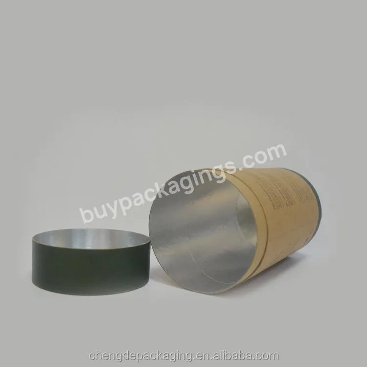 Food Packaging Natural Brown Kraft Round Cylinder Coffee Capsule Paper Box With Food Foil Inside