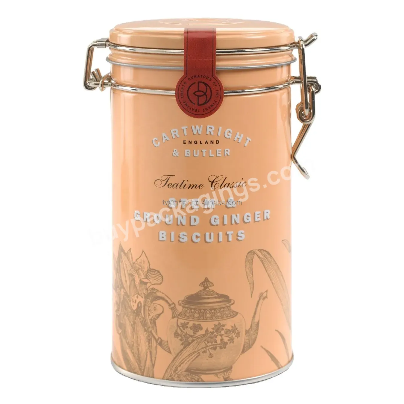 Food Safe Air Tight Empty Cookie Tin Canister With Clip In Diameter 90mm 95mm 106mm - Buy Tall Circular Cookie Tin,Air Proof Cookie Can,Cookie Metal Tin With Lock.