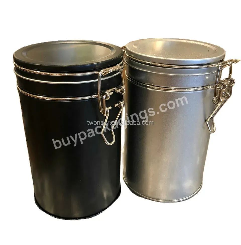 Food Safe Air Tight Empty Cookie Tin Canister With Clip In Diameter 90mm 95mm 106mm - Buy Tall Circular Cookie Tin,Air Proof Cookie Can,Cookie Metal Tin With Lock.