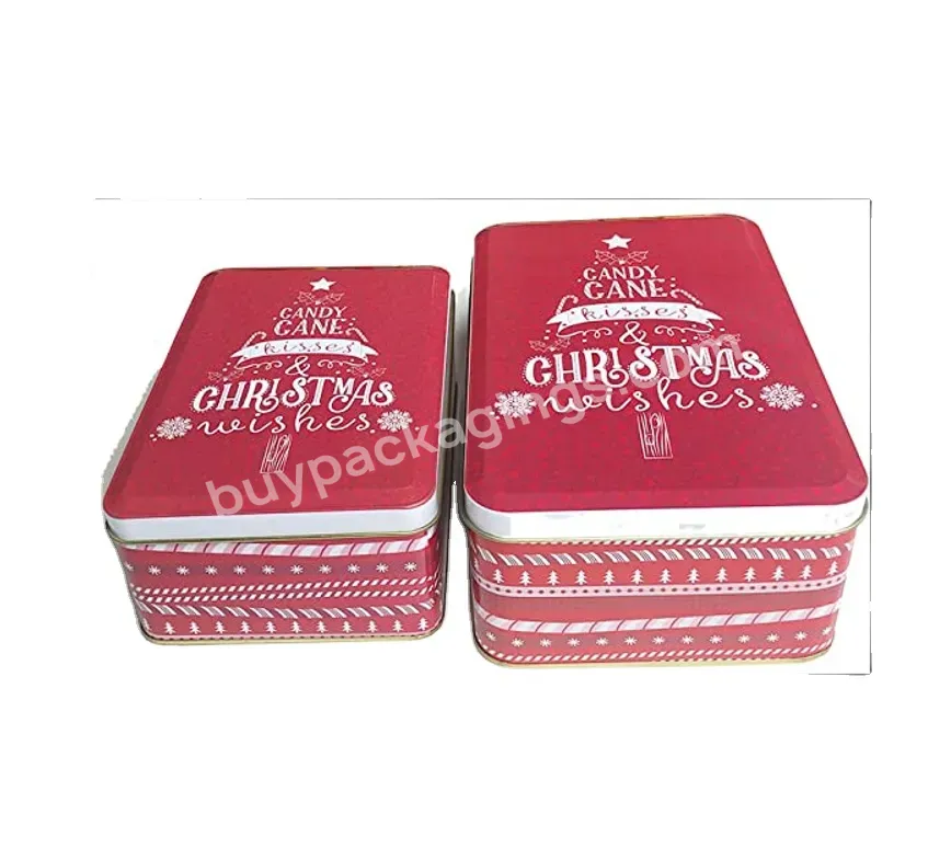 Food Safe Custom Design Christmas Holiday Rectangle Cookie Tin Box For Biscuits,Cheese Straws,Cashews,Etc. - Buy Metal Box Rectangle,Cookie Metal Box,Metal Tin Rectangle.