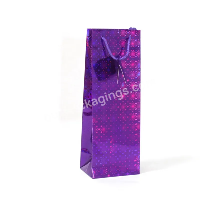 Free Sample Custom Logo Holographic Color Kraft Paper Handle Wine Bags Gift Bag For Wine - Buy Wine Bags,Paper Bag For Wine,Wine Gift Bags.