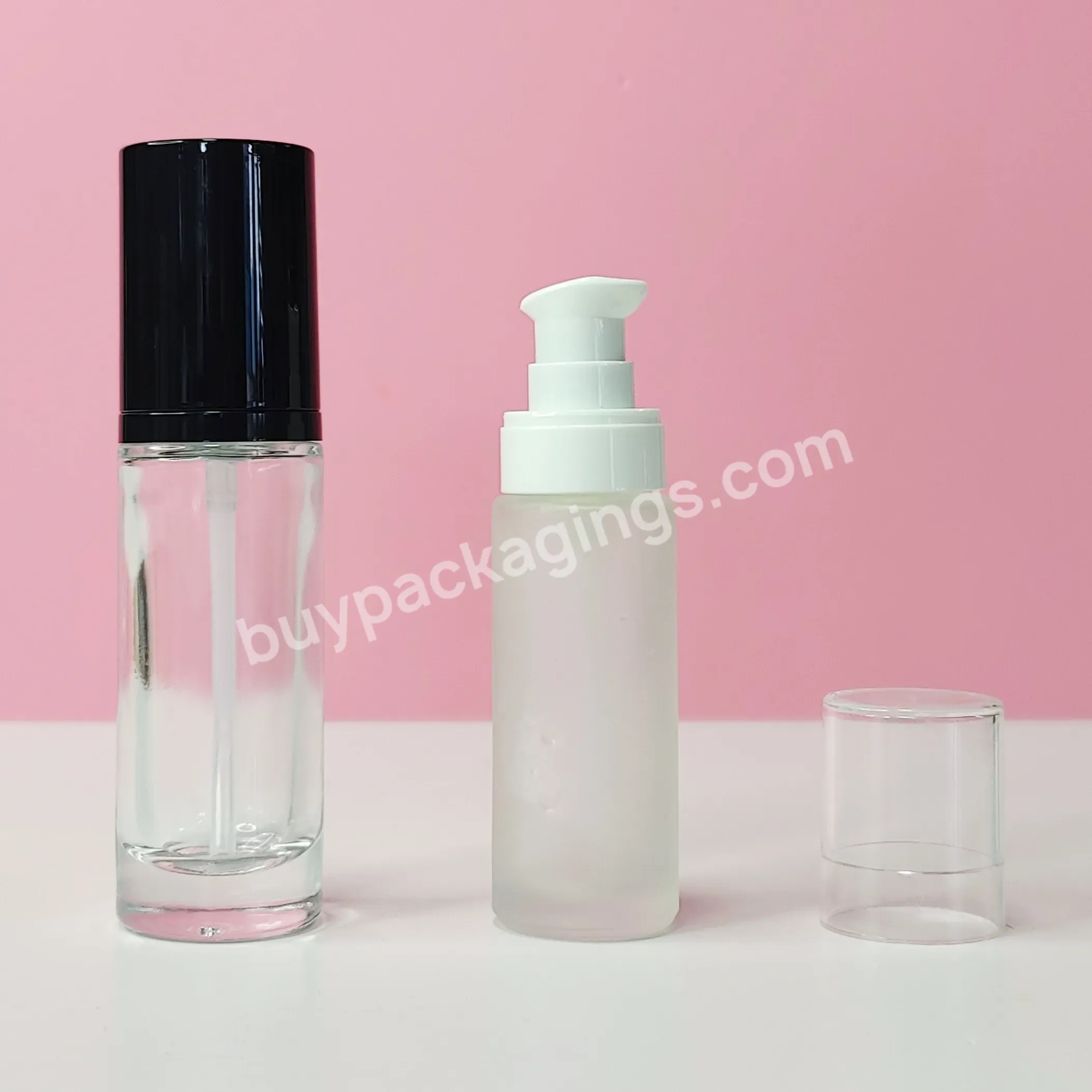 Frosted Clear Essence Lotion Liquid Foundation Container 15ml 1oz 30ml Bottle Cream Pump Glass Bottle - Buy Parfume Glass Bottle Luxury,Frosted Glass Bottle 30 Ml,Opaque Glass Bottle Of Refined Oil White Cap.