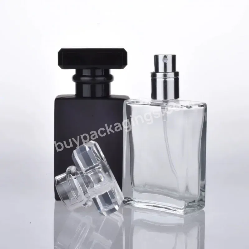 Frosted Clear Matte Black Square Shape Glass Perfume Bottle 30ml 50ml Refillable Cosmetic Mist Spray Bottle - Buy Empty Glass Spray Perfume Bottle,Glass Spray Bottle,Fine Mist Spray Bottle.