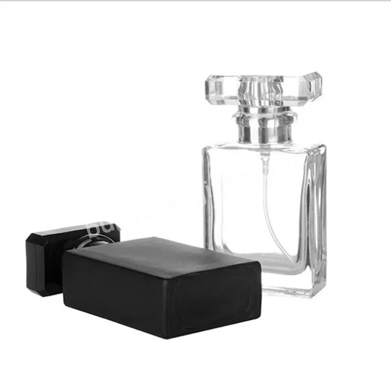 Frosted Clear Matte Black Square Shape Glass Perfume Bottle 30ml 50ml Refillable Cosmetic Mist Spray Bottle - Buy Empty Glass Spray Perfume Bottle,Glass Spray Bottle,Fine Mist Spray Bottle.