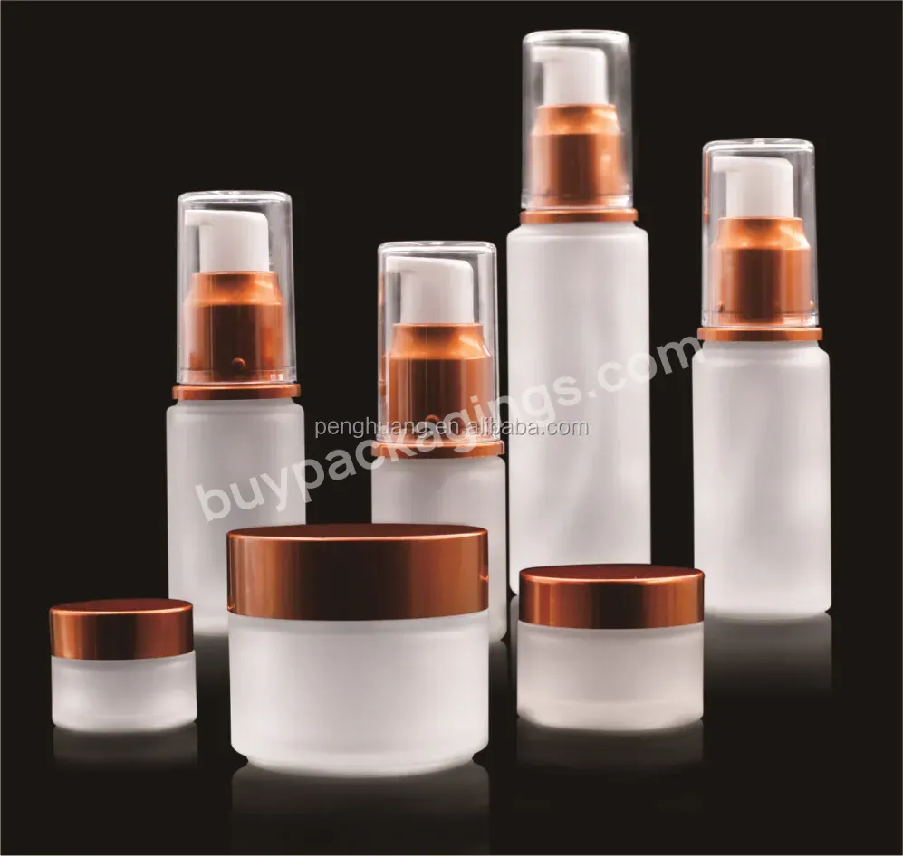 Frosted Cosmetic Packaging Bottles Jars With Brown Pump Caps 15ml 20ml 30ml 50ml 60ml 100ml 120ml 150ml Lotion Bottle Set