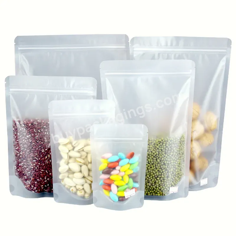 Frosted Matt Transparent Packaging Bags For Food Use Zipper Standing Plastic Bags - Buy Transparent Zippered Plastic Bags For Candy Packaging,Reusable Food Grade Bags,Removable Zippered Bag For Beverages.