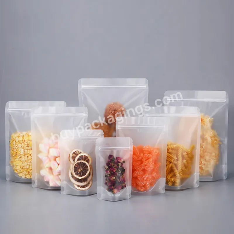 Frosted Matt Transparent Packaging Bags For Food Use Zipper Standing Plastic Bags - Buy Transparent Zippered Plastic Bags For Candy Packaging,Reusable Food Grade Bags,Removable Zippered Bag For Beverages.