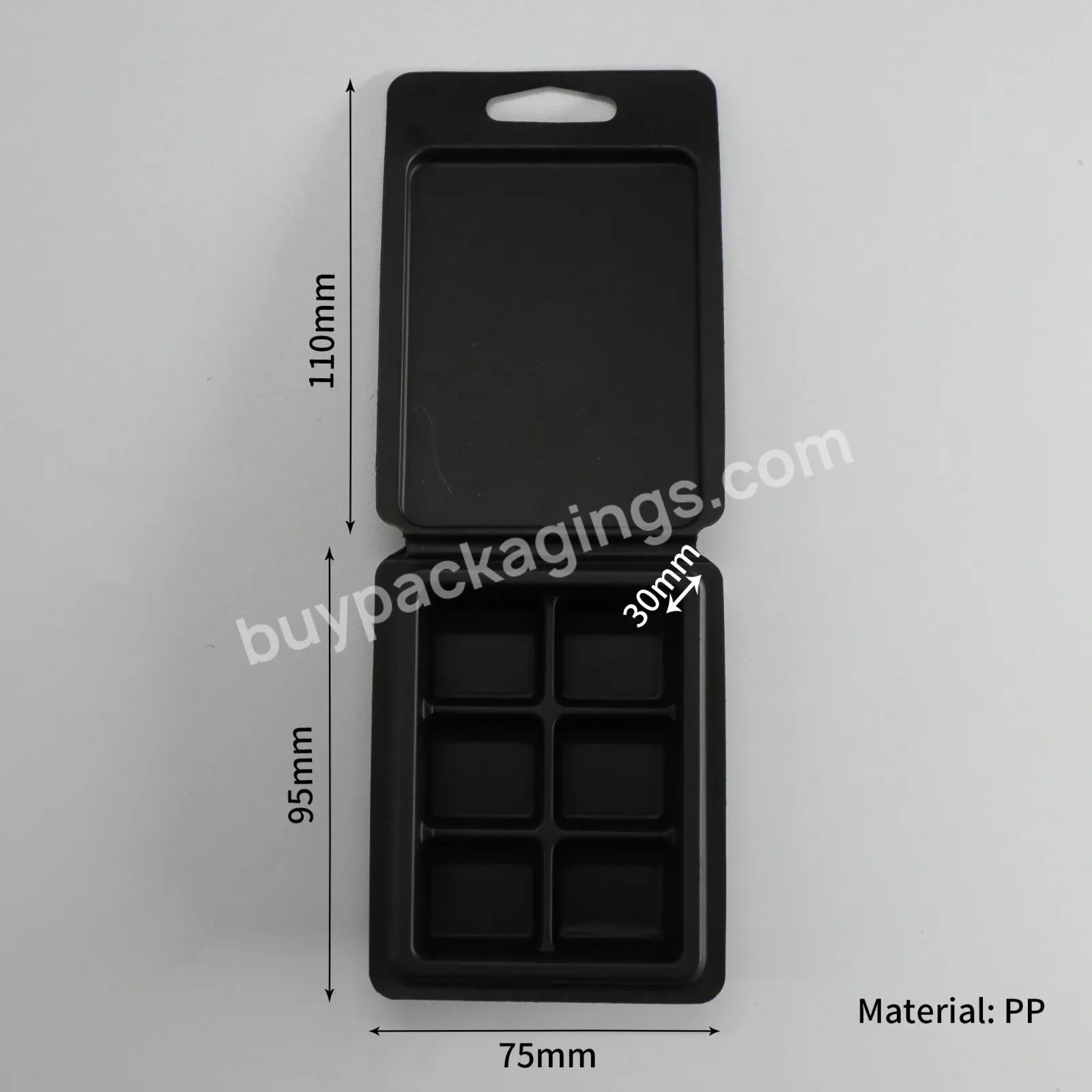 Frosted Pet Black Snap Bar Blister Plastic Wax Melt Clamshell Packaging For Wax Melts